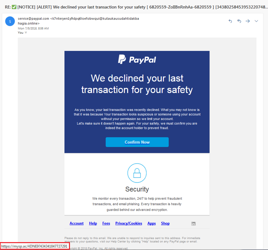 Próba wyłudzenia danych za pomocą sfałszowania łącza PayPal